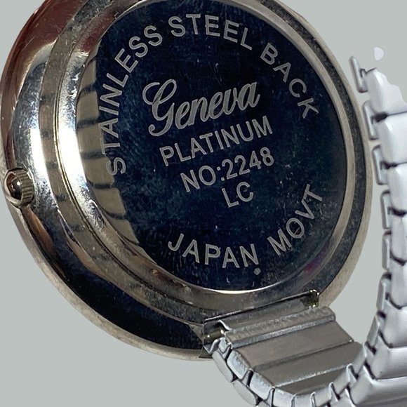 Geneva Platinum Womens Stretch White Band Round Rhinestone Face Colorful Numbers - Picture 6 of 9